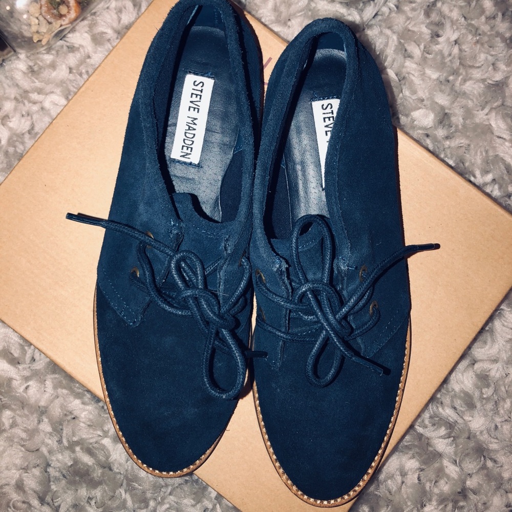 Steve Madden Navy Suede Droid Oxfords - Picture 2 of 3
